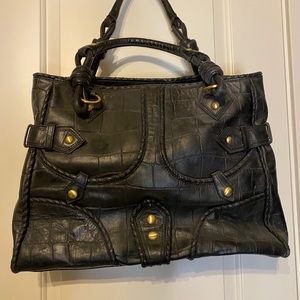 Isabella Fiore Black Leather Tote